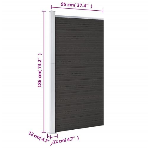 Hegnspanel 95x186 cm WPC sort