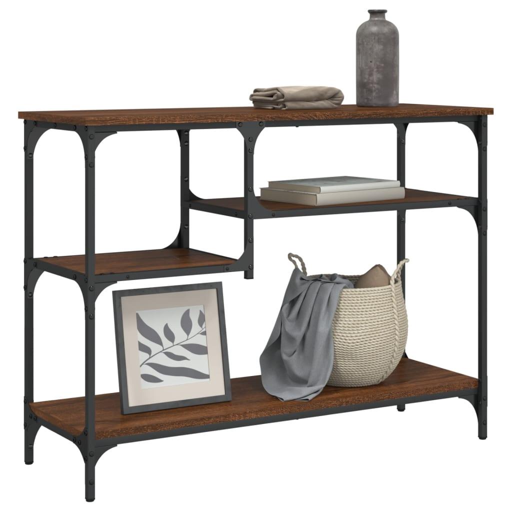 Konsolbord med hylder 100x35x75 cm brun egetræsfarve billede