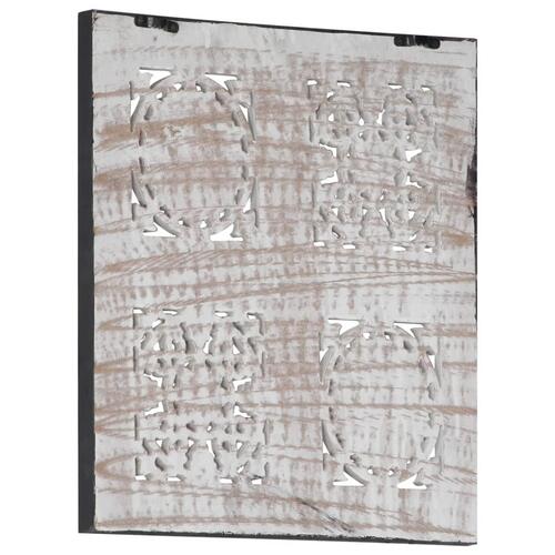 Håndskåret vægpanel 40x40x1,5 cm MDF sort og hvid