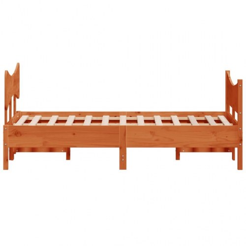 Sengeramme uden madras 135 x 190 cm i massivt fyrretræ - gyldenbrun
