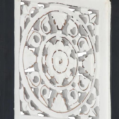 Håndskåret vægpanel 40x40x1,5 cm MDF sort og hvid