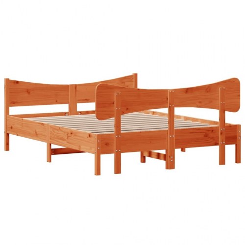 Sengeramme uden madras 135 x 190 cm i massivt fyrretræ - gyldenbrun