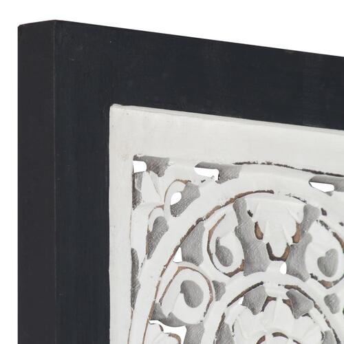 Håndskåret vægpanel 40x40x1,5 cm MDF sort og hvid