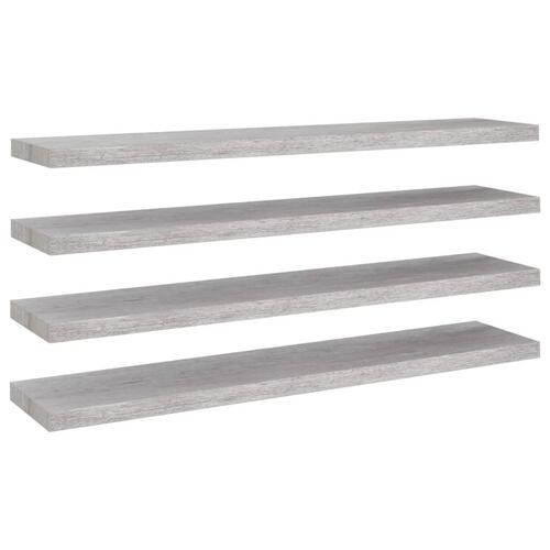 Væghylder 4 stk. 120x23,5x3,8 cm MDF betongrå
