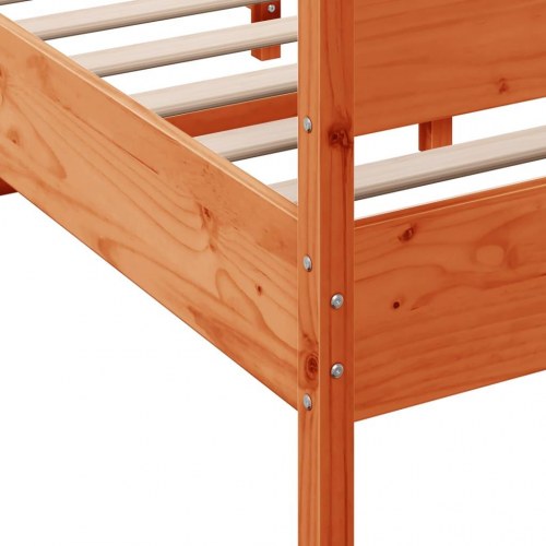 Sengeramme uden madras 135 x 190 cm i massivt fyrretræ - gyldenbrun