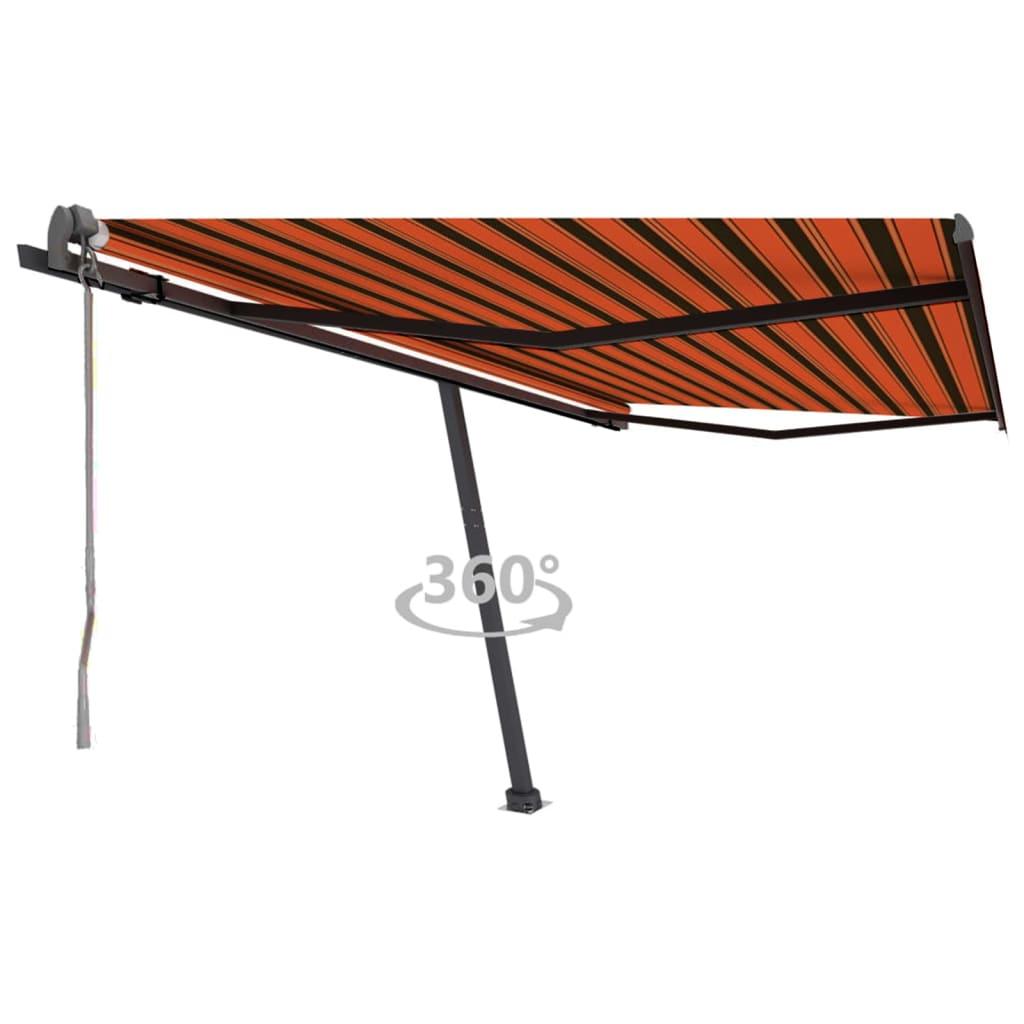 Fritstående markise 400x350 cm automatisk betjening orange/brun