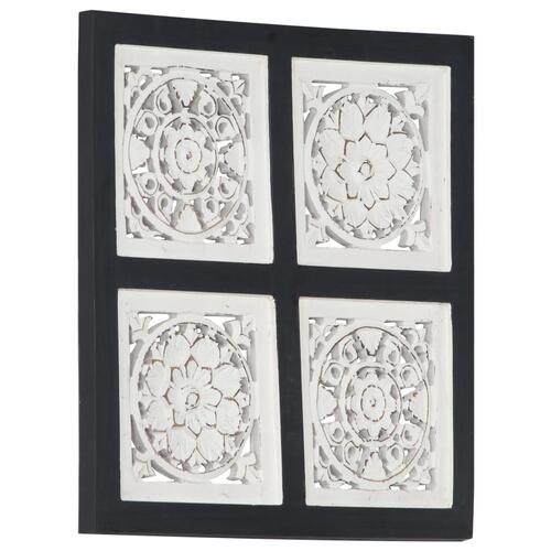 Håndskåret vægpanel 40x40x1,5 cm MDF sort og hvid