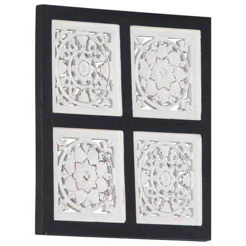 Håndskåret vægpanel 40x40x1,5 cm MDF sort og hvid