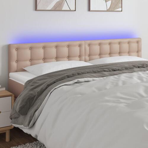 Sengegavl med LED-lys 180x5x78/88cm kunstlæder cappuccinofarvet