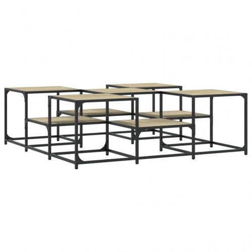 Sofabord 121 × 121 × 40 cm i konstrueret træ - sonoma-eg, 2 niveauer