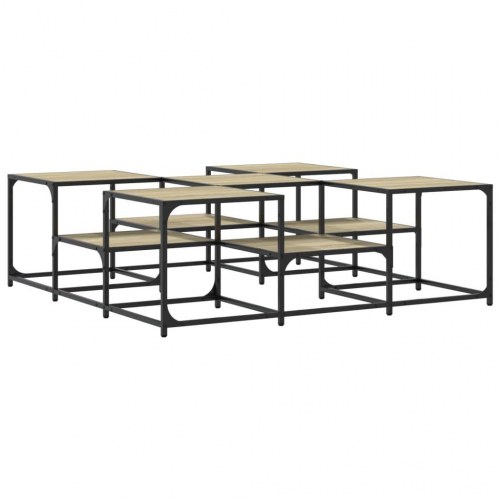 Sofabord 121 × 121 × 40 cm i konstrueret træ - sonoma-eg, 2 niveauer