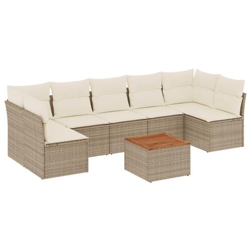 Sofasæt til haven 8 dele med hynder polyrattan beige