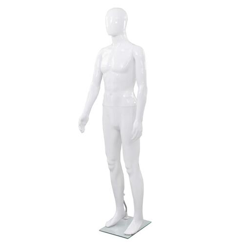 Mannequin mand fuld figur glassokkel hvid højglans 185 cm