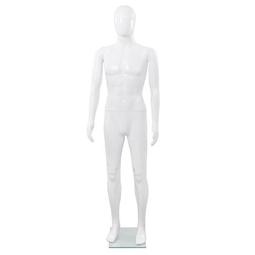 Mannequin mand fuld figur glassokkel hvid højglans 185 cm