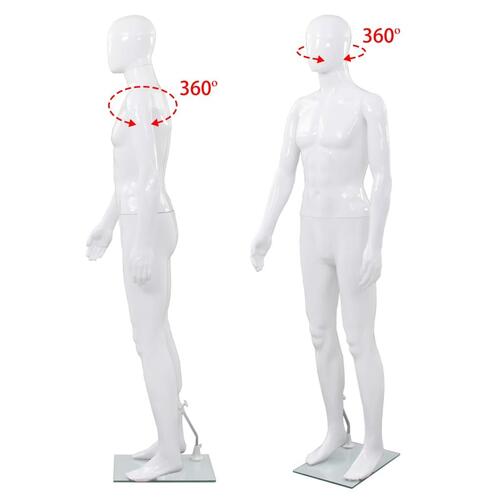 Mannequin mand fuld figur glassokkel hvid højglans 185 cm