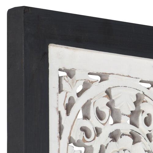 Håndskåret vægpanel 60x60x1,5 cm MDF sort og hvid