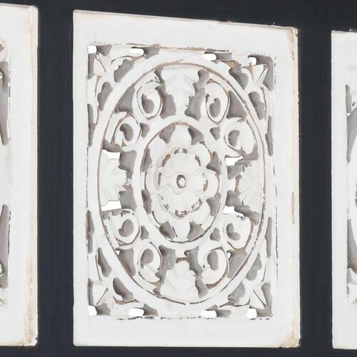 Håndskåret vægpanel 60x60x1,5 cm MDF sort og hvid