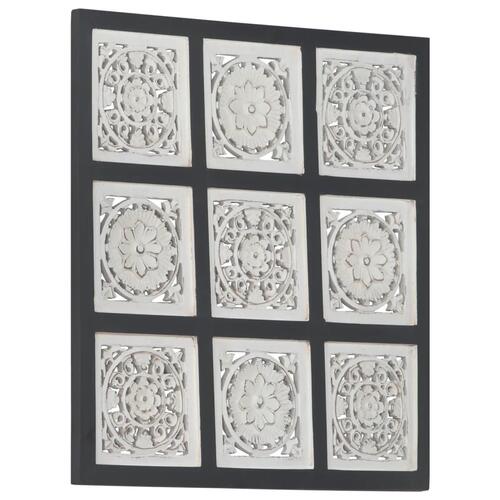 Håndskåret vægpanel 60x60x1,5 cm MDF sort og hvid