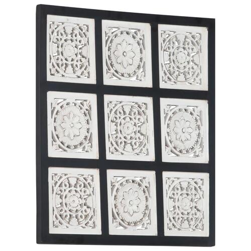 Håndskåret vægpanel 60x60x1,5 cm MDF sort og hvid