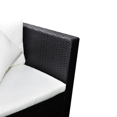 Haveloungesæt 4 dele med hynder polyrattan sort