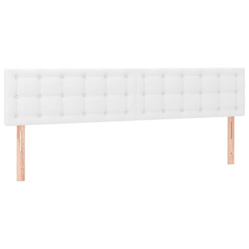 Sengegavl med LED-lys 200x5x78/88 cm kunstlæder hvid