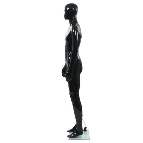 Mandemannequin fuld figur glassokkel sort højglans 185 cm