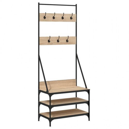 Tøjstativ med skoopbevaring 70x40x184 cm sonoma-eg