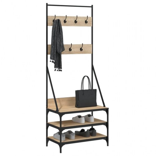 Tøjstativ med skoopbevaring 70x40x184 cm sonoma-eg