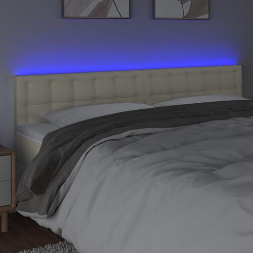 Sengegavl med LED-lys 200x5x78/88 cm kunstlæder cremefarvet