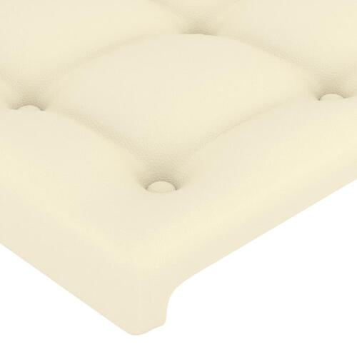 Sengegavl med LED-lys 200x5x78/88 cm kunstlæder cremefarvet