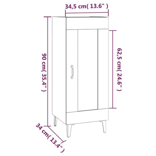 Skænk 34,5x34x90 cm konstrueret træ grå sonoma-eg