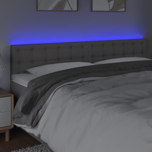 Sengegavl med LED-lys 200x5x78/88 cm kunstlæder grå