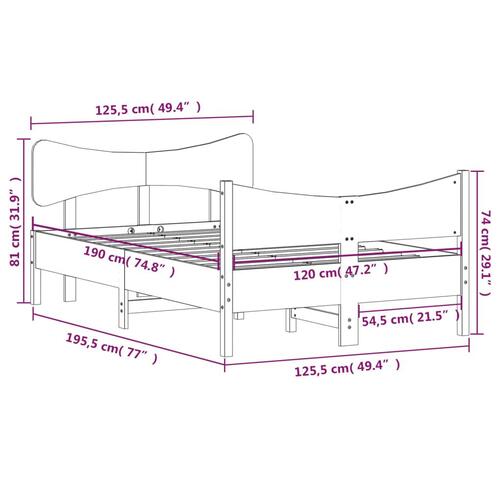 Sengeramme uden madras 120x190 cm massivt fyrretræ gyldenbrun