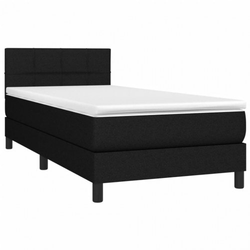 Kontinentalseng med madras 90x190 cm - stof, sort