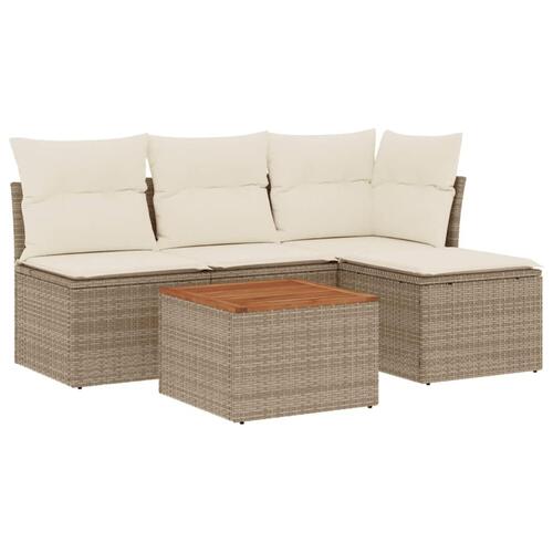 Sofasæt til haven 5 dele med hynder polyrattan beige