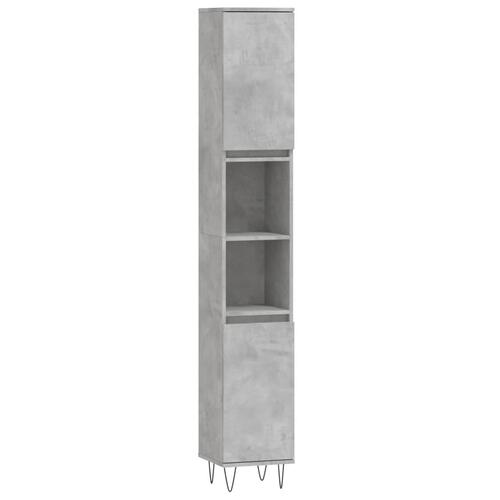 Badeværelsesskab 30x30x190 cm konstrueret træ betongrå