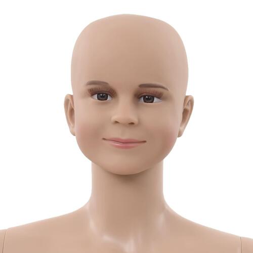 Børnemannequin m. glasbase 140 cm beige