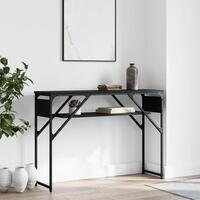 Konsolbord med hylde 105x30x75 cm konstrueret træ sort