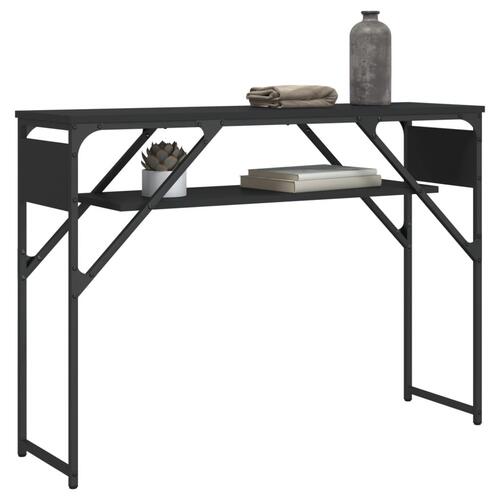 Konsolbord med hylde 105x30x75 cm konstrueret træ sort