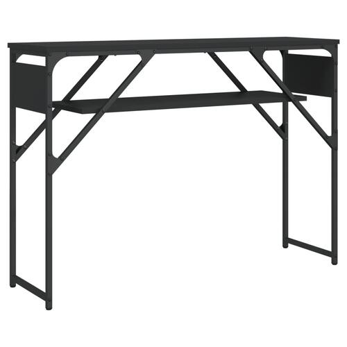 Konsolbord med hylde 105x30x75 cm konstrueret træ sort