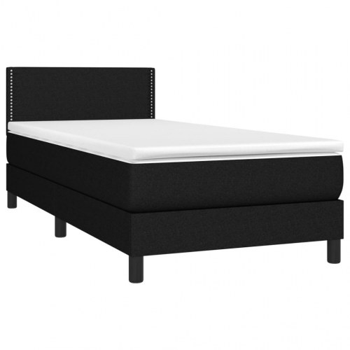 Kontinentalseng med madras 90×190 cm - stof, sort