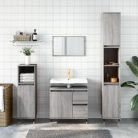 Badeværelsesskab 30x30x190 cm konstrueret træ grå sonoma-eg
