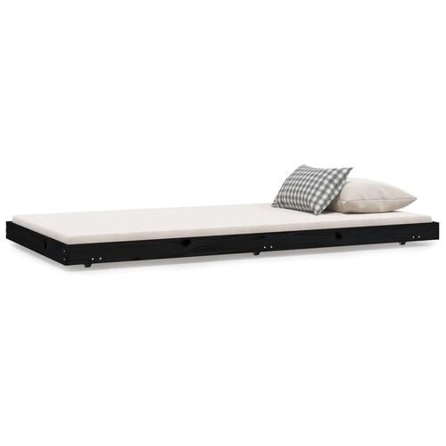Sengeramme 90x200 cm massivt fyrretræ sort