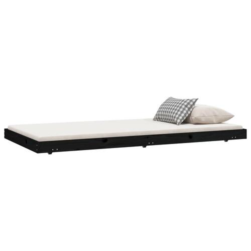 Sengeramme 90x200 cm massivt fyrretræ sort