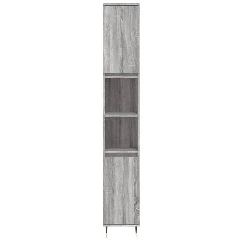 Badeværelsesskab 30x30x190 cm konstrueret træ grå sonoma-eg