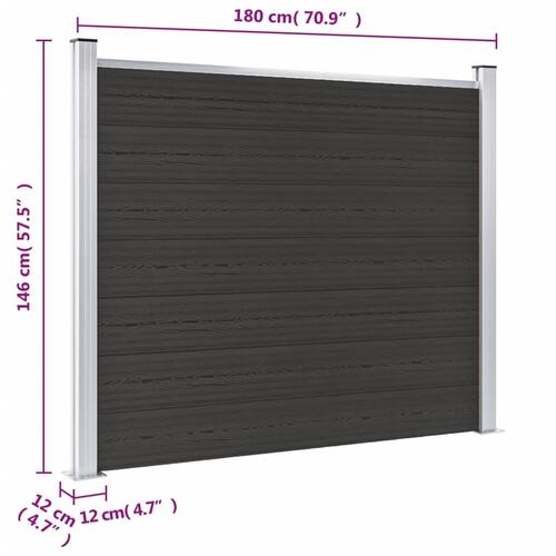 Hegnspanel 180x146 cm WPC sort