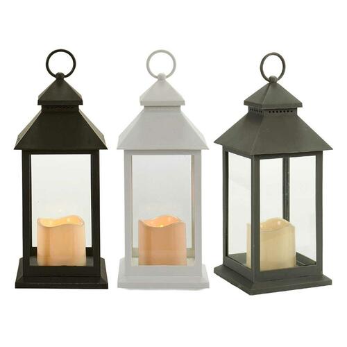 LED-lanterne Hvid Sort Krystal Plastik 13,5 x 34,5 x 13,5 cm (12 enheder)