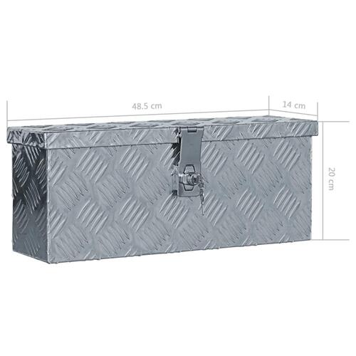 Aluminiumskasse 48,5 x 14 x 20 cm sølvfarvet