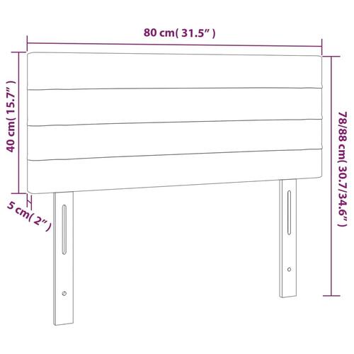 Sengegavl med LED-lys 80x5x78/88 cm stof mørkebrun