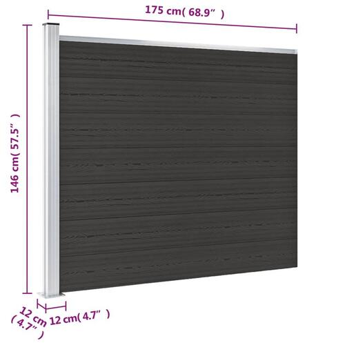 Hegnspanel 175x146 cm WPC sort